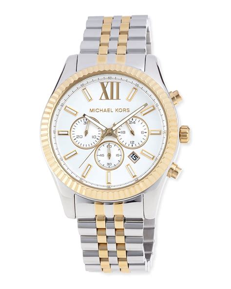 michael kors mk 8290|oversized lexington two tone watch.